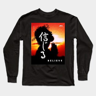 Japanese Aesthetic Graphic - Japan Tokyo Digital Paint Art - Believe Long Sleeve T-Shirt